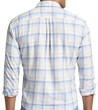 man wearing Peter Millar, Men's Long Beach Cotton Sport Shirt (Blue Surf)