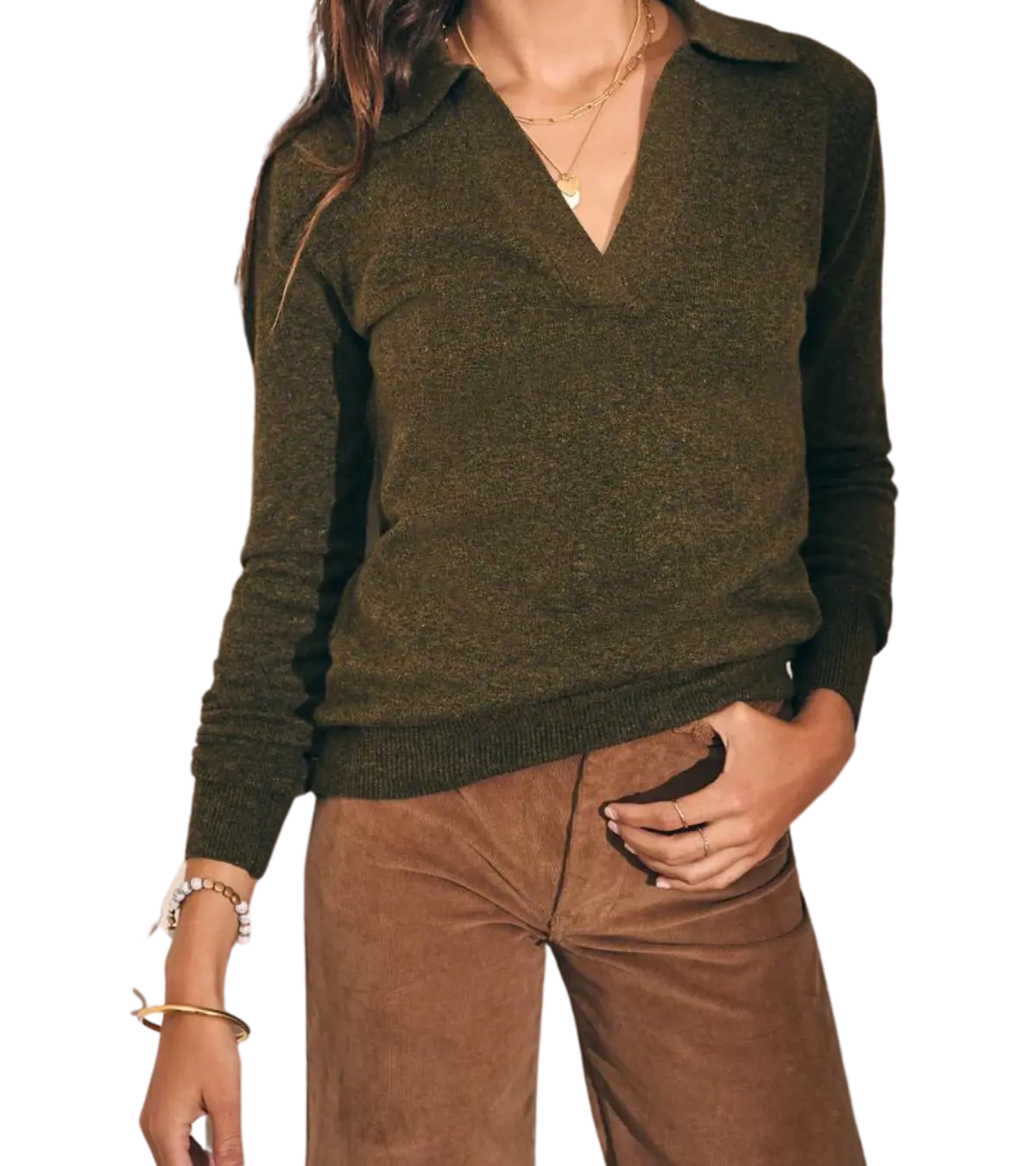 woman wearing a faherty Jackson Sweater Polo