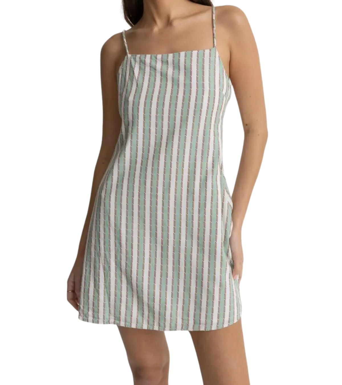 woman wearing a rhythm Seascape Stripe Mini Dress