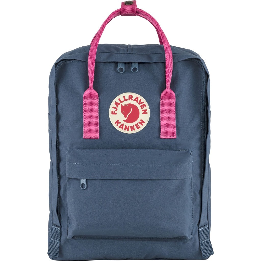 Kanken blue with outlet pink strap