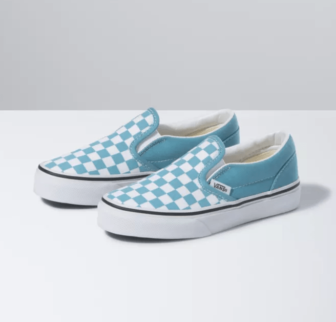 Teal checkered vans kids on sale