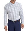 man wearing Mizzen and Main, Men's Leeward Dress Shirt Trim Fit (Windowpane Dark Blue)