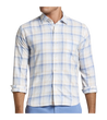 man wearing Peter Millar, Men's Long Beach Cotton Sport Shirt (Blue Surf)