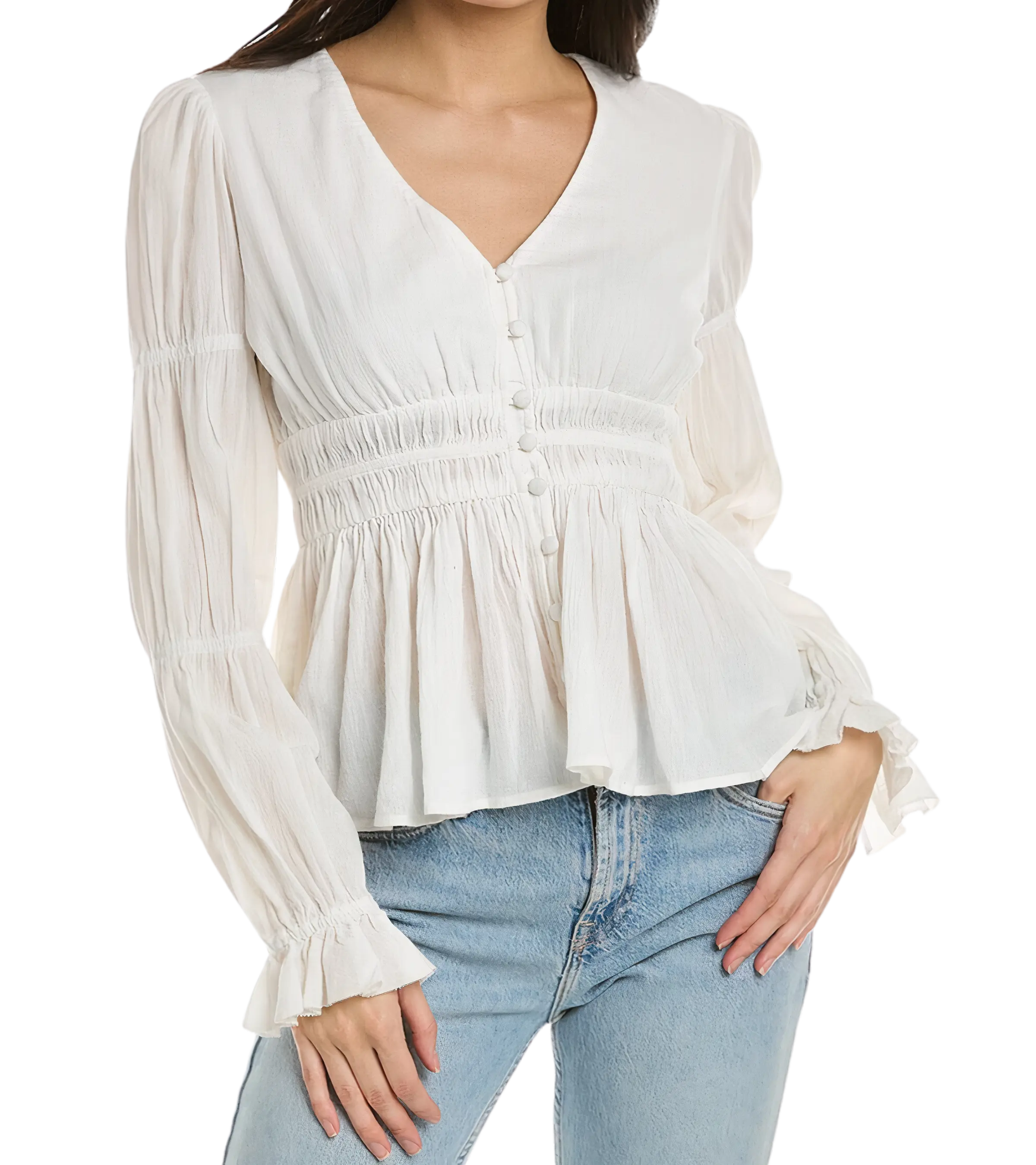 Woman wearing Faherty, Women's Colette Top (White)