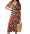 Woman wearing Faherty Carmel Linen Dress