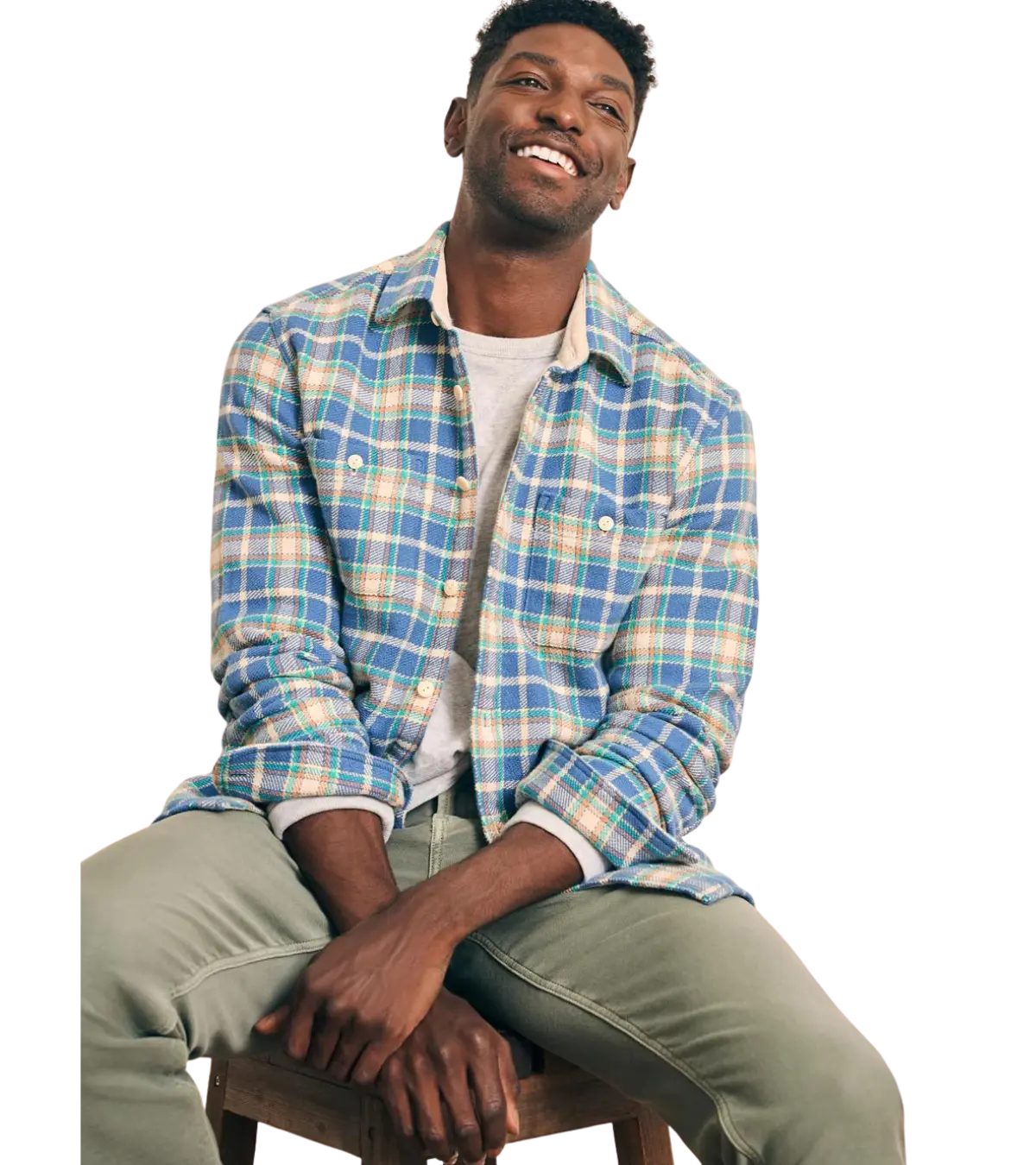 man wearing faherty The Surf Flannel