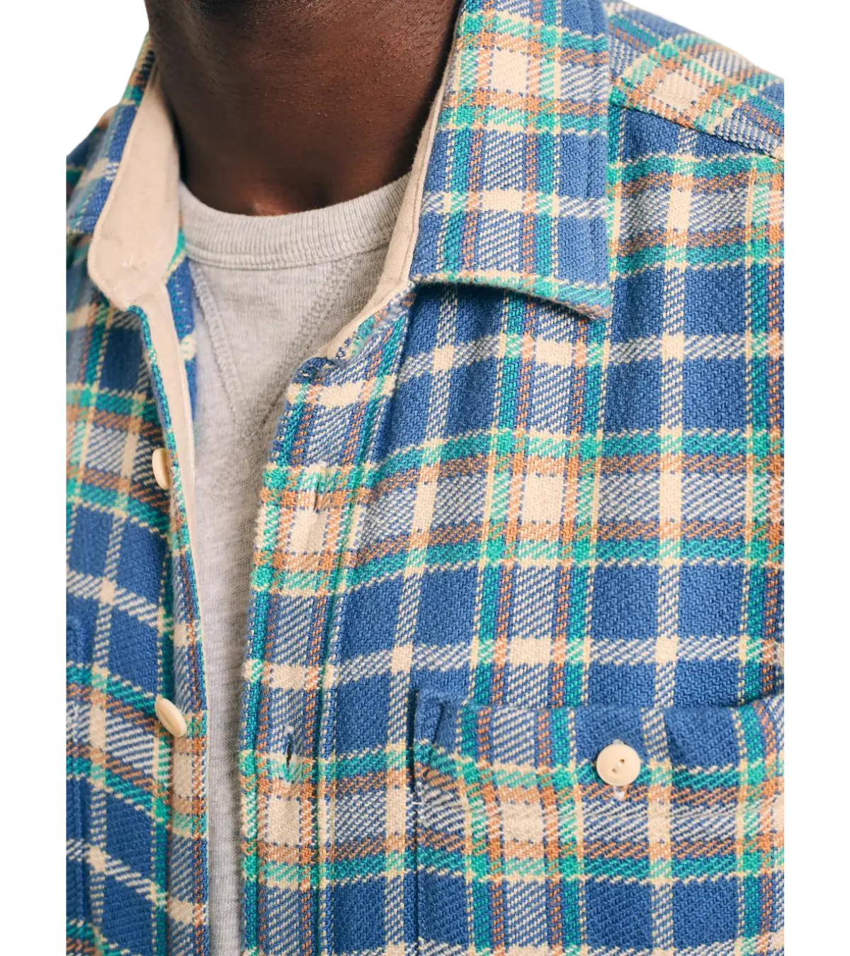 man wearing faherty The Surf Flannel
