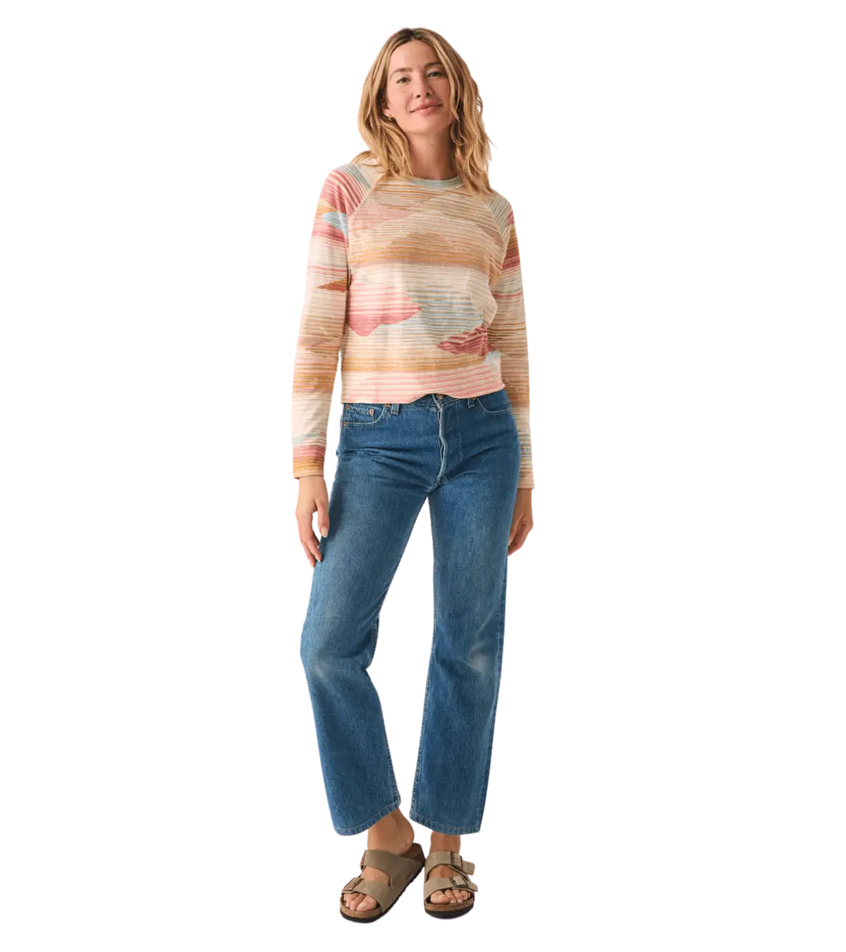 Woman wearing Faherty, Women's Sunwashed Slub Sweater