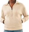 woman wearing a faherty Legend Lounge Half Zip Sweatshirt
