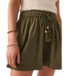 woman wearing faherty Marina Seersucker Shorts