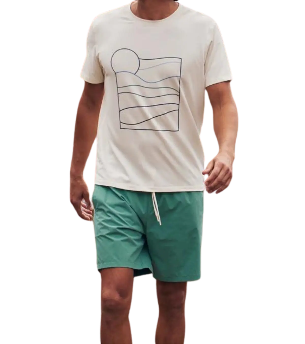 man wearing a marine layer Re-Spun Sport Crew Graphic Tee