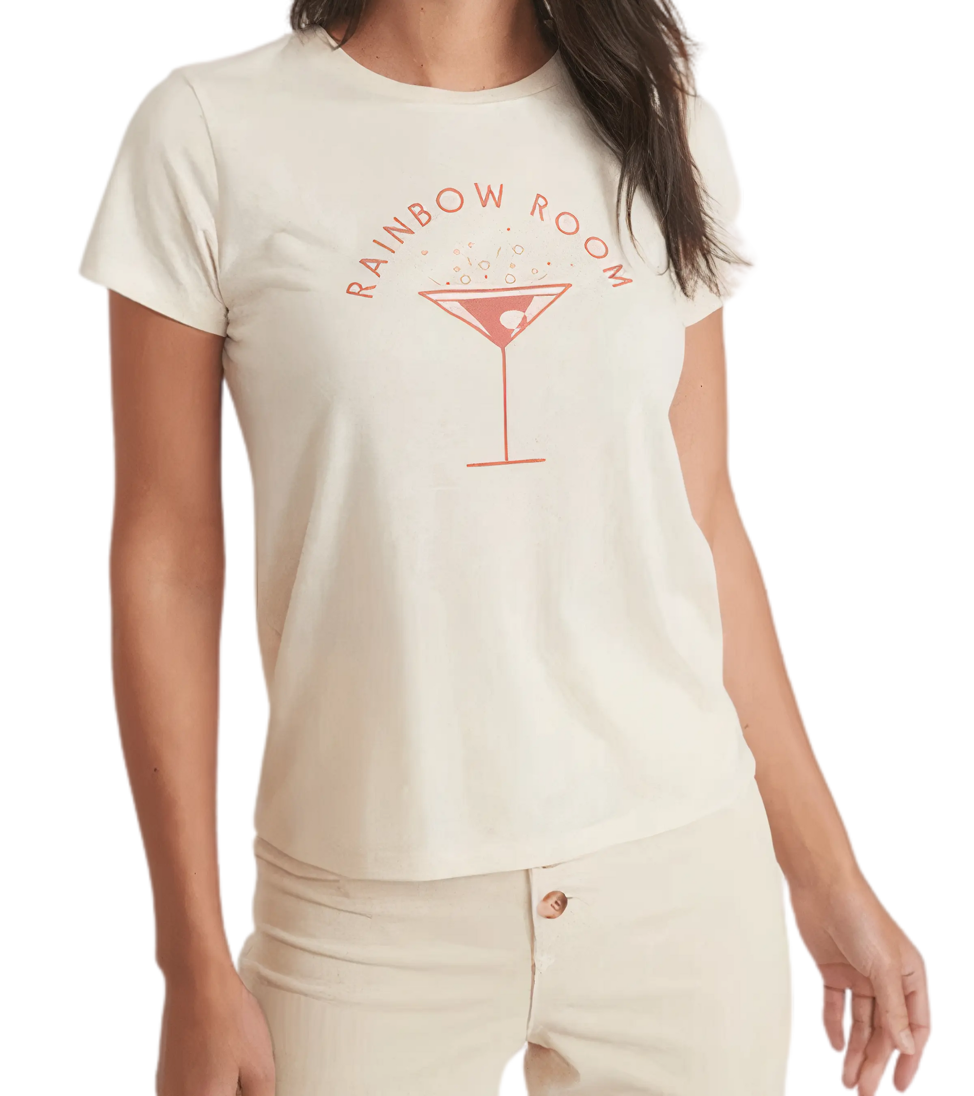 Woman wearing Marine Layer, Women's Respun Graphic Classic Crew Tee