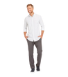 man wearing Mizzen and Main, Men's Leeward No Tuck Dress Shirt (White)