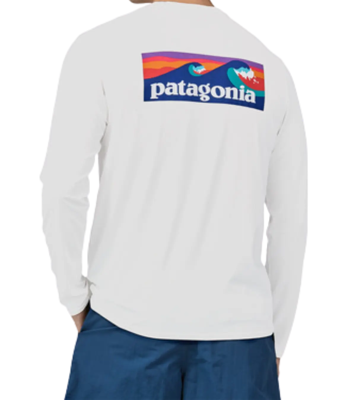man wearing a patagonia Long-Sleeved Capilene Cool Daily Graphic Shirt