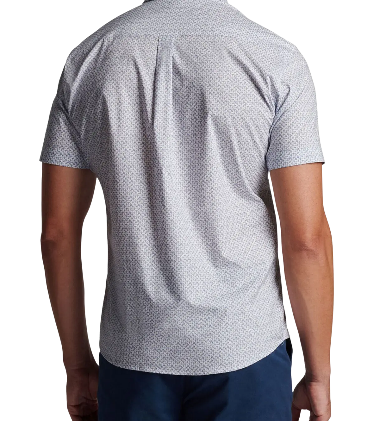 man wearing Peter Millar, Men's Bitters Boulevard Cotton-Stretch Sport Shirt (Moonflower)
