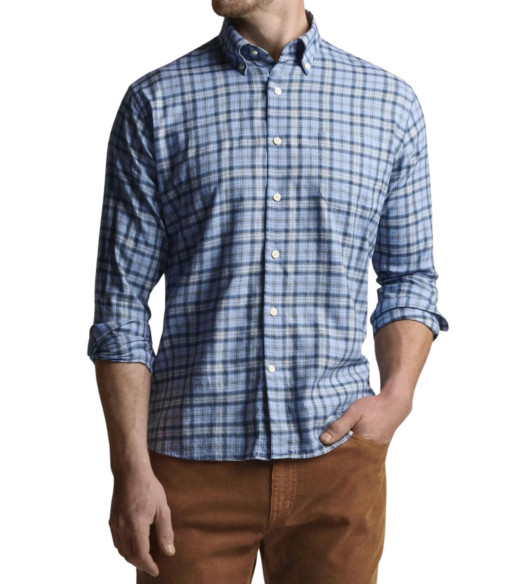 man wearing the Page Autumn Soft Cotton Sport Shirt