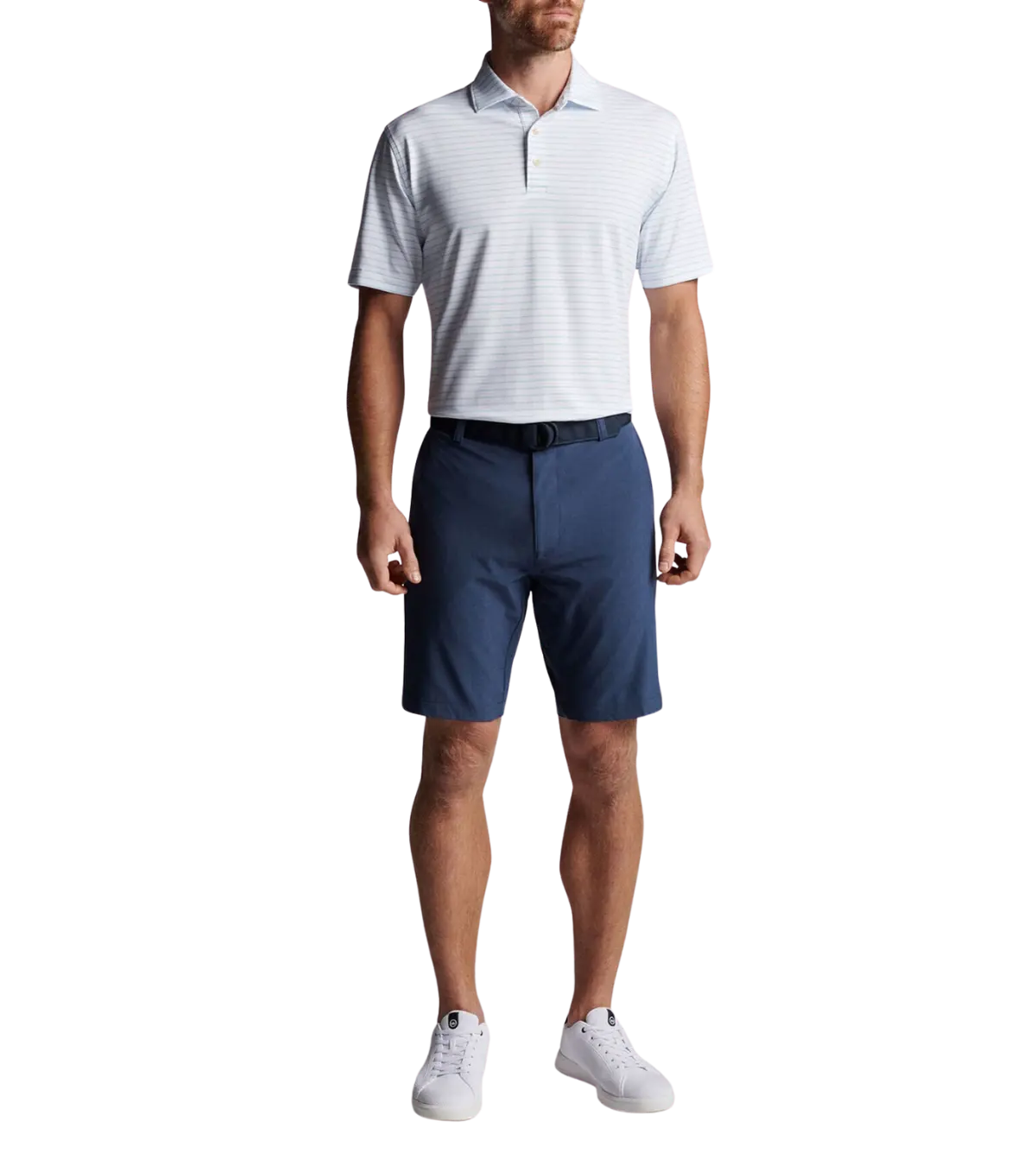 man wearing peter millar shorts