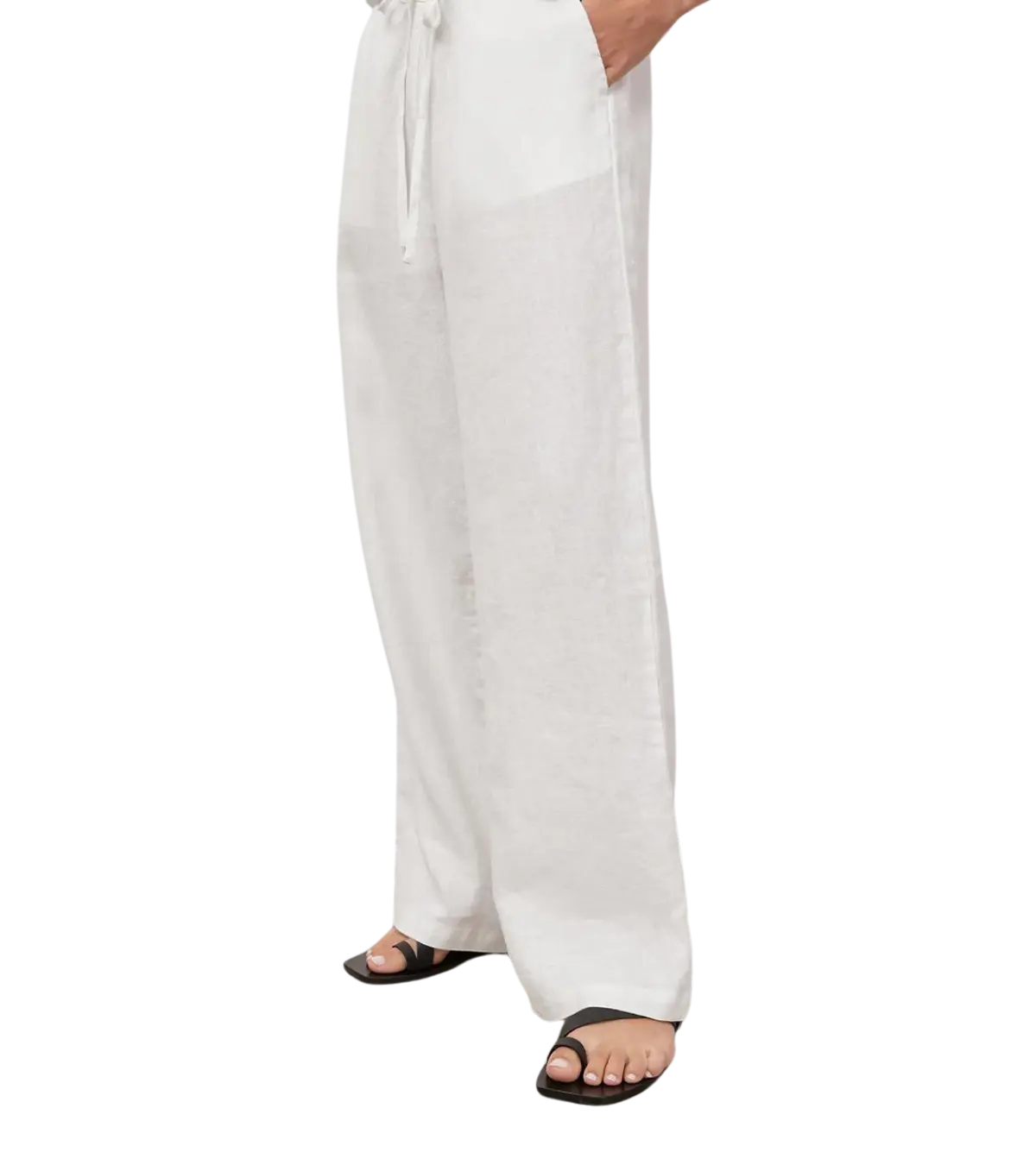 woman wearing a pair of rails emmie pants in white