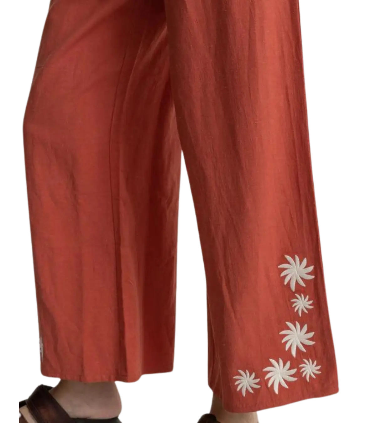 Woman wearing a pair of rhythm Floral Wide Leg Pant