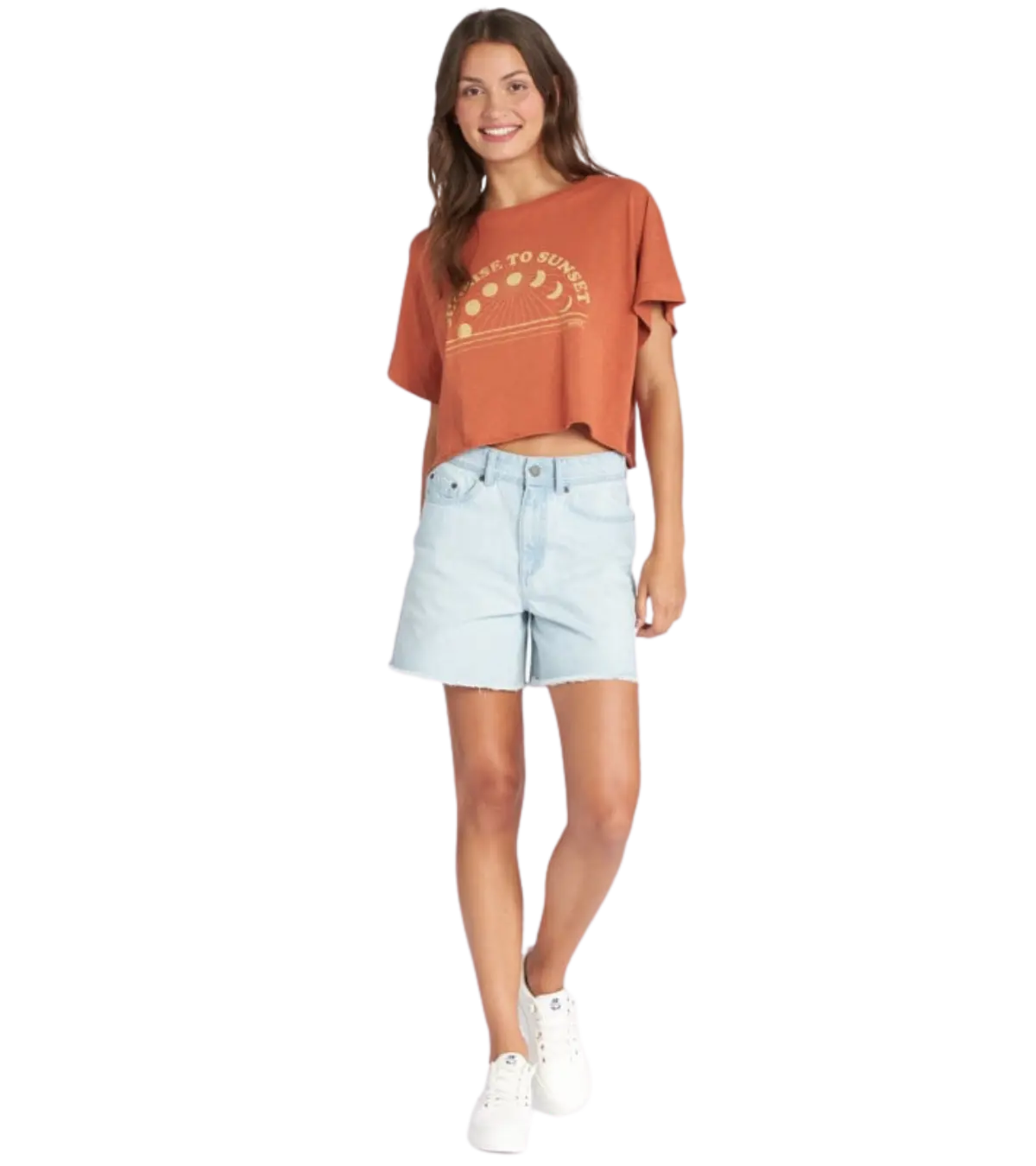Roxy, Women's Sunrise to Sunset Drop Shoulder T Shirt (Baked Clay)