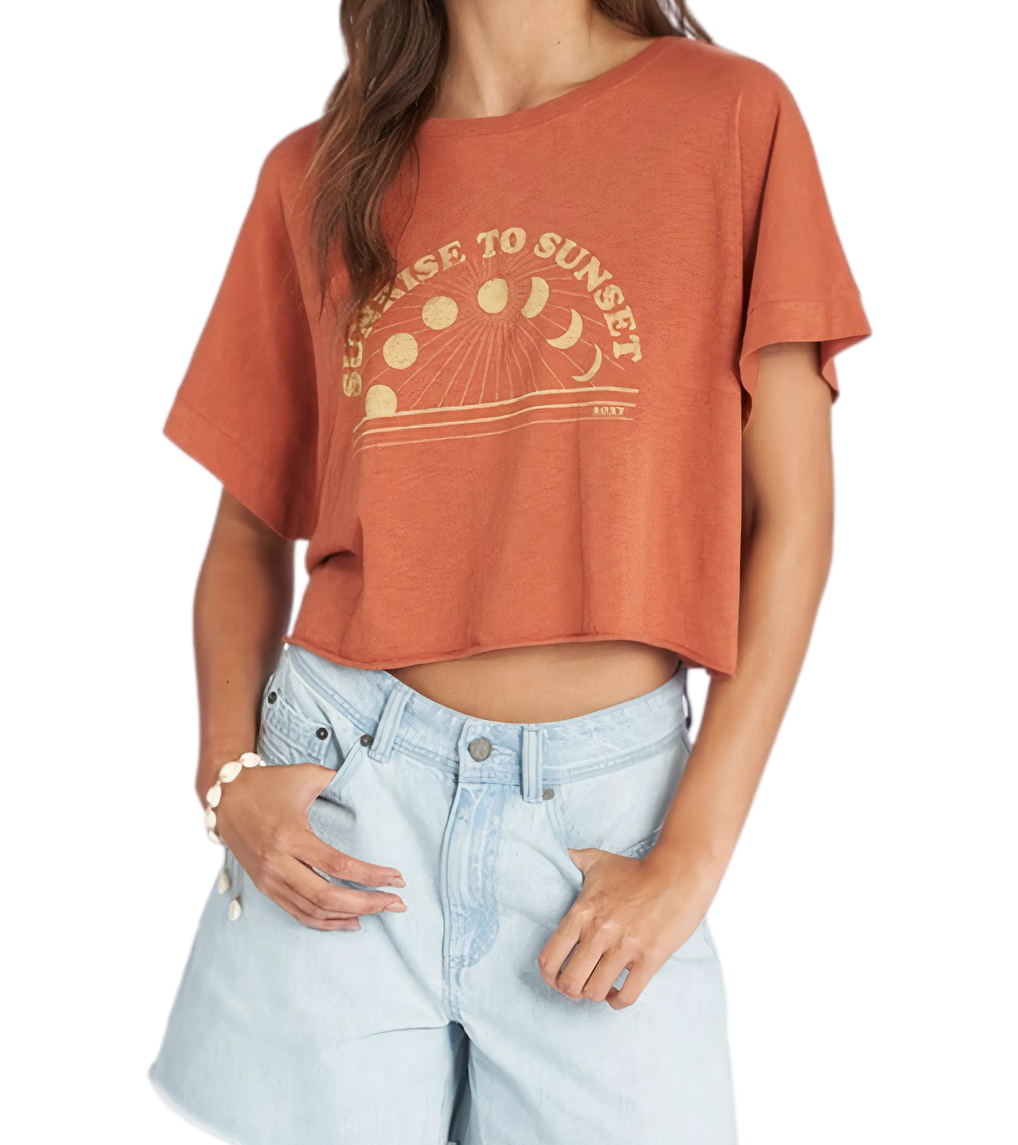Roxy, Women's Sunrise to Sunset Drop Shoulder T Shirt (Baked Clay)