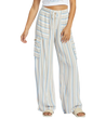 Roxy Women's Precious High-Waist Printed Striped Cargo Pants in Egret Small Silk Caye Stripe
