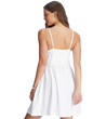 Woman wearing roxy bright light dress in white