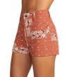 woman wearing RVCA, Women's Belle High-Rise Short (Cinnamon Orange)