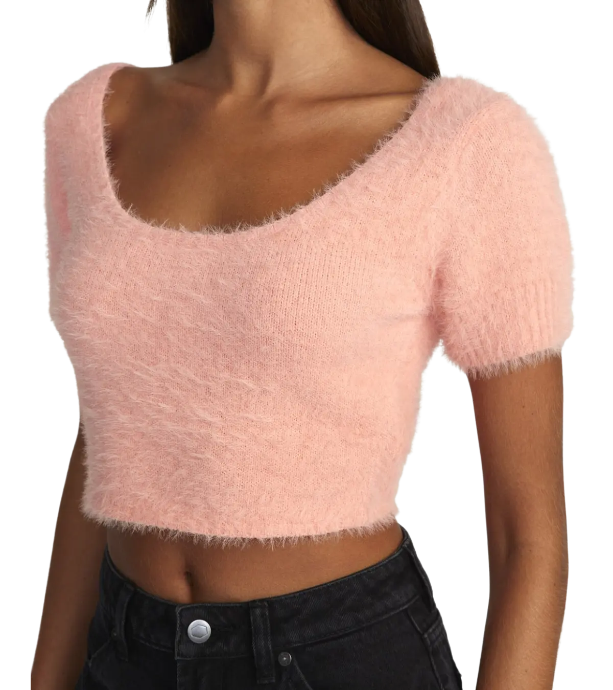 woman wearing RVCA, Women's Murray Sweater Top (Coral)
