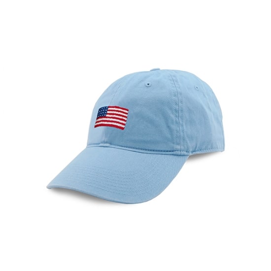 Smathers & Branson, Needlepoint American Flag Hat (Sky Blue)