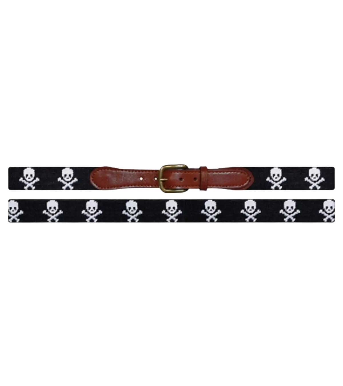 Smathers & Branson, Jolly Roger Needlepoint Belt (Black)