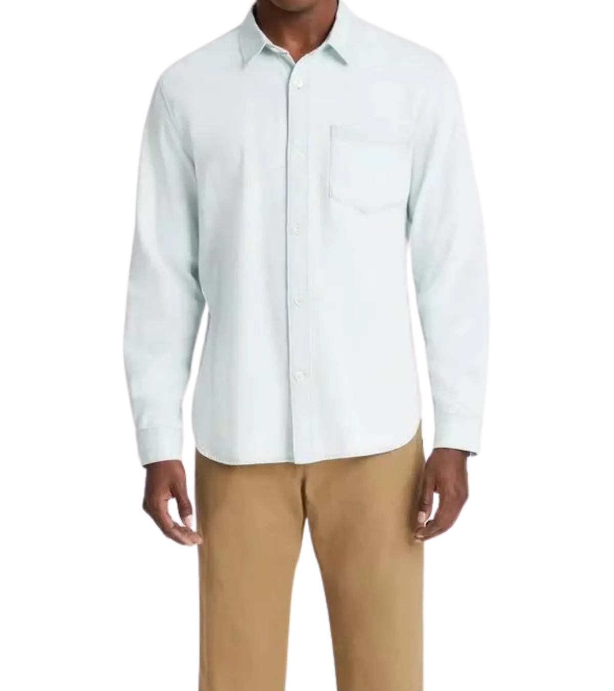 man wearing a vince Denim Long-Sleeve Shirt