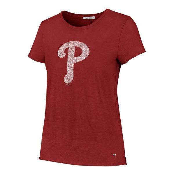 47 Brand Women's Tee Shirt Large / Red 47 Brand, Women's Phillies Fader Letter Crew Tee (Red)