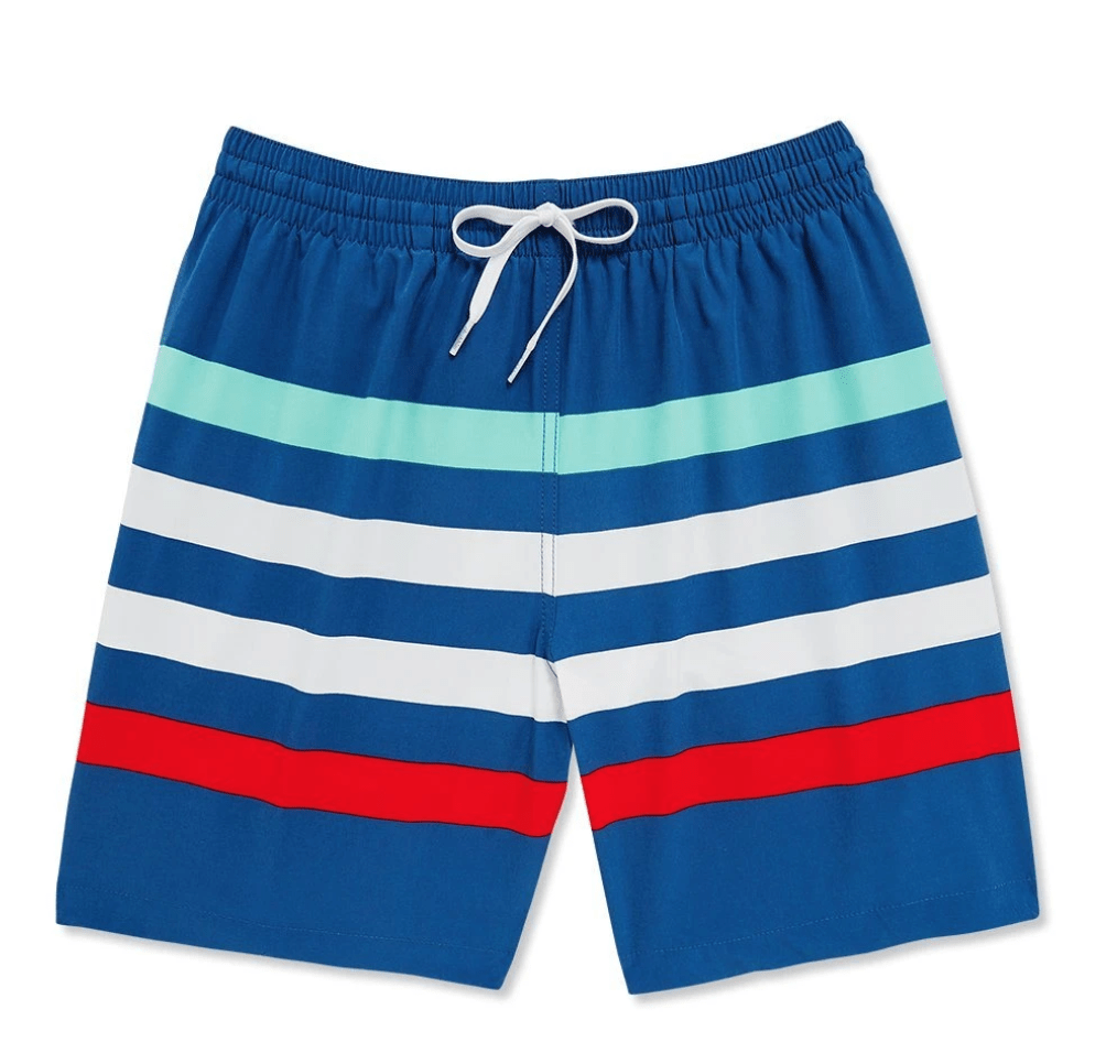  Stripe Chubbies, Men's Me Likey the Stripey Swim Volleys (Deep Blue)