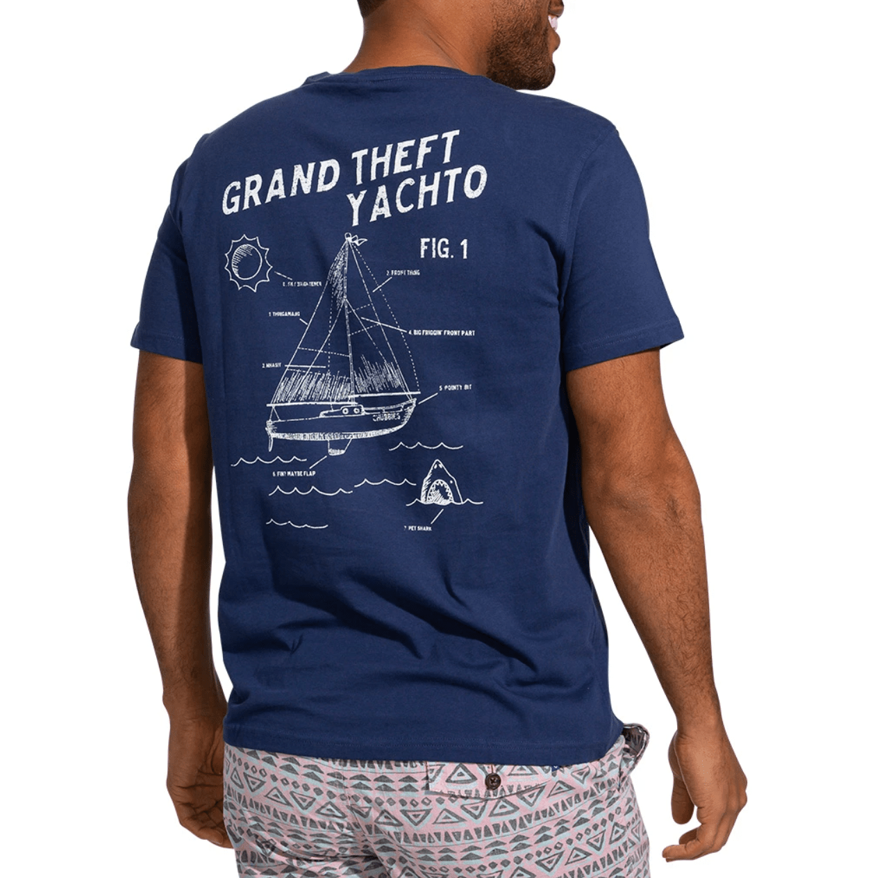 Chubbies Men's Tee Shirt Chubbies, Men's Mr. Steal Your Boat Tee Shirt (Navy Blue)