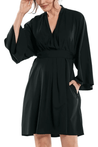 woman wearing Coolibar, Women's Navia Cover Up Dress (Black)