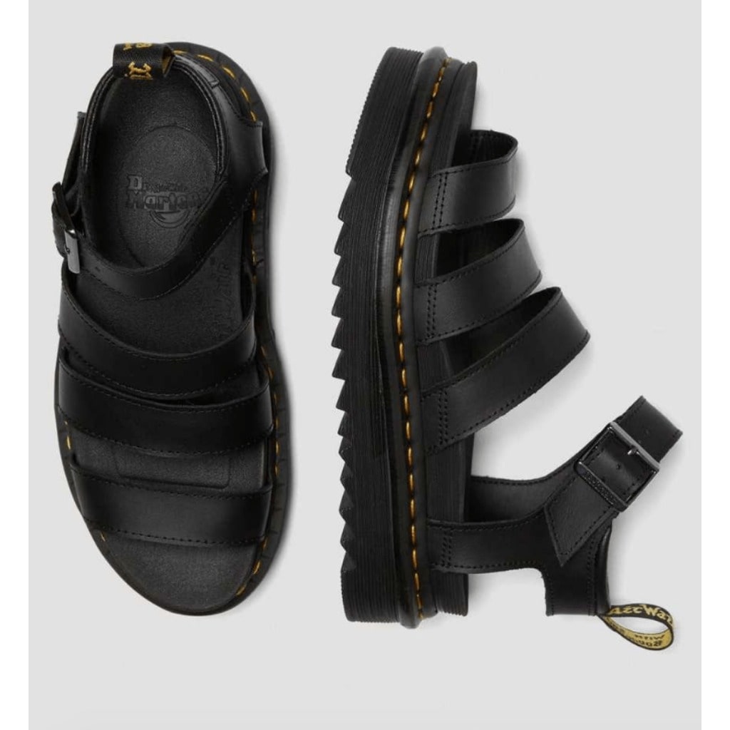 Dr. Martens, Women's Blaire Hydro Leather Gladiator Sandals (Black)