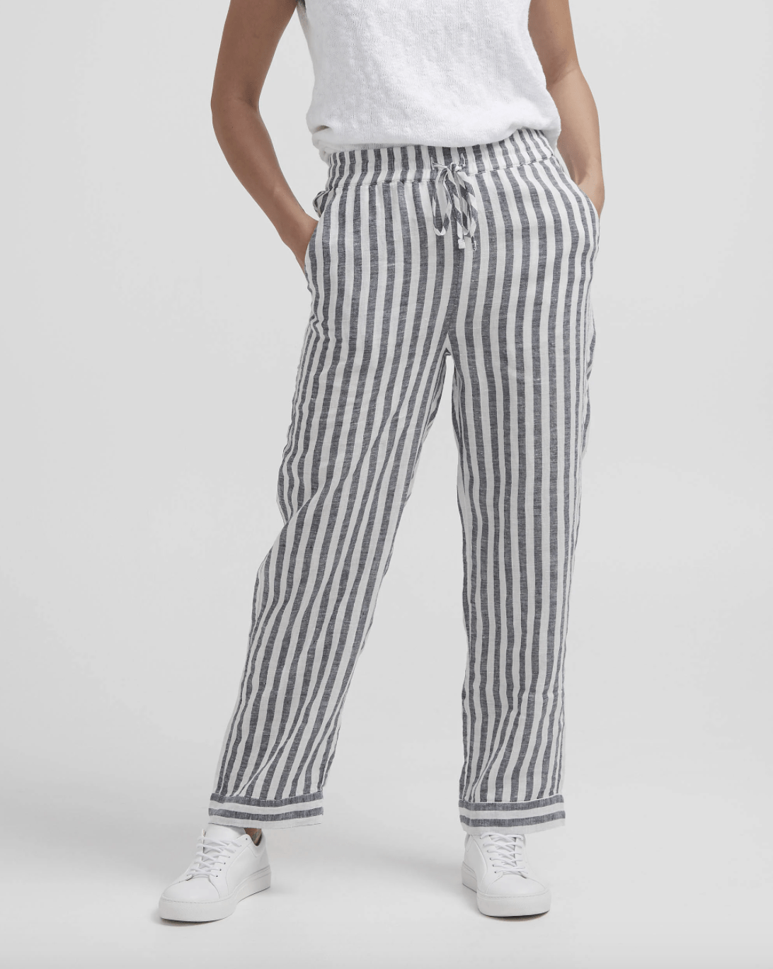  Navy and White Holebrook, Women's Solina Trouser (White)