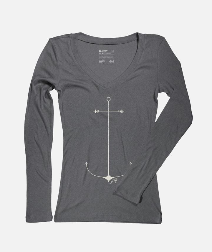  Charcoal Jetty, Women's Starboard Anchor Tee (Charcoal)