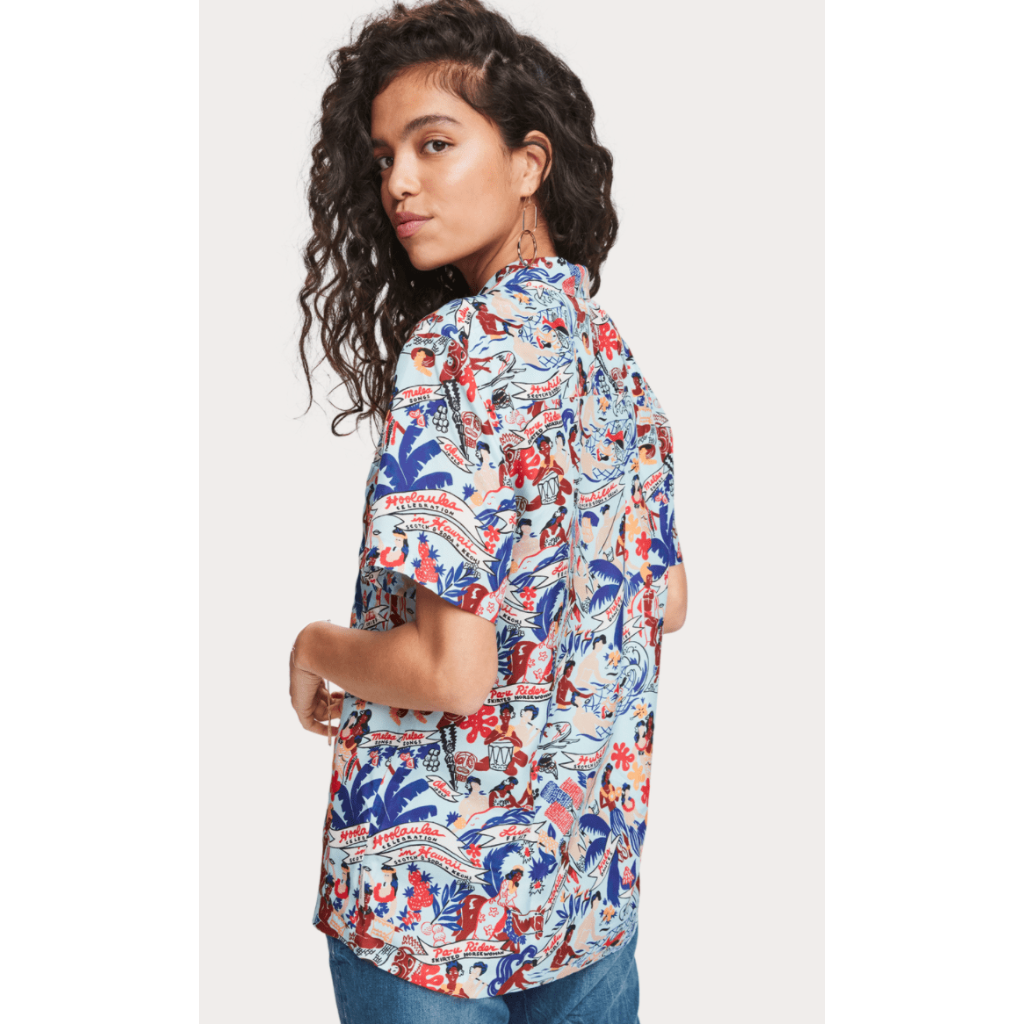 scotch and soda leoni hawaiian shirt button-down women's unisex top blouse