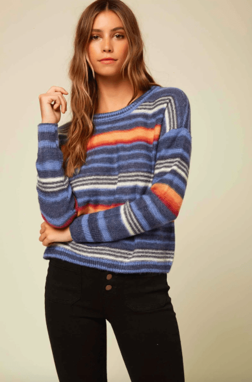  Blue Multi O'Neill, Women's Daze Stripe Sweater (Blue)