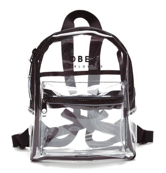  Clear and Black Obey, Unisex Lucid Mini Backpack (Multiple Colors)