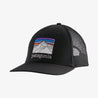 Patagonia Hats Black Patagonia, Men's Line Logo Ridge LoPro Trucker Hat (Black)