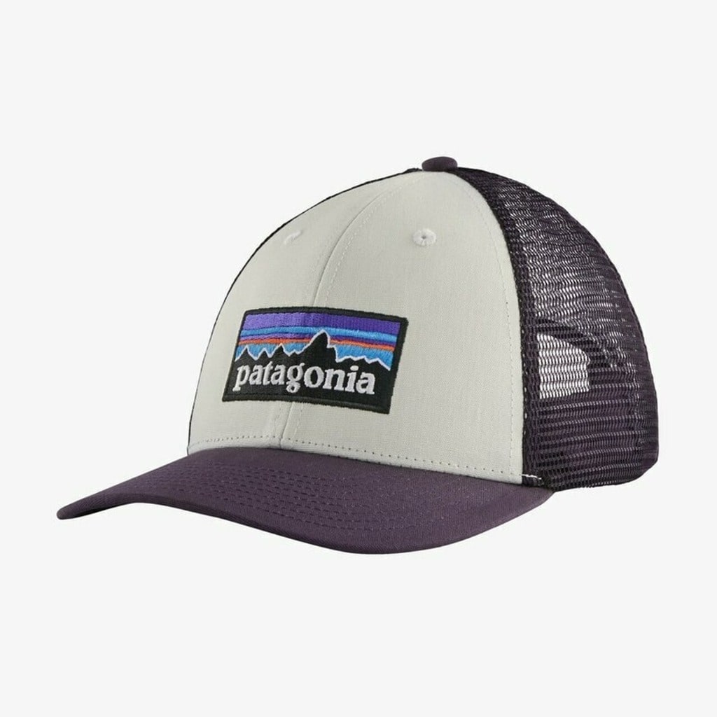 Patagonia, P-6 Logo LoPro Trucker Hat (White and Purple)