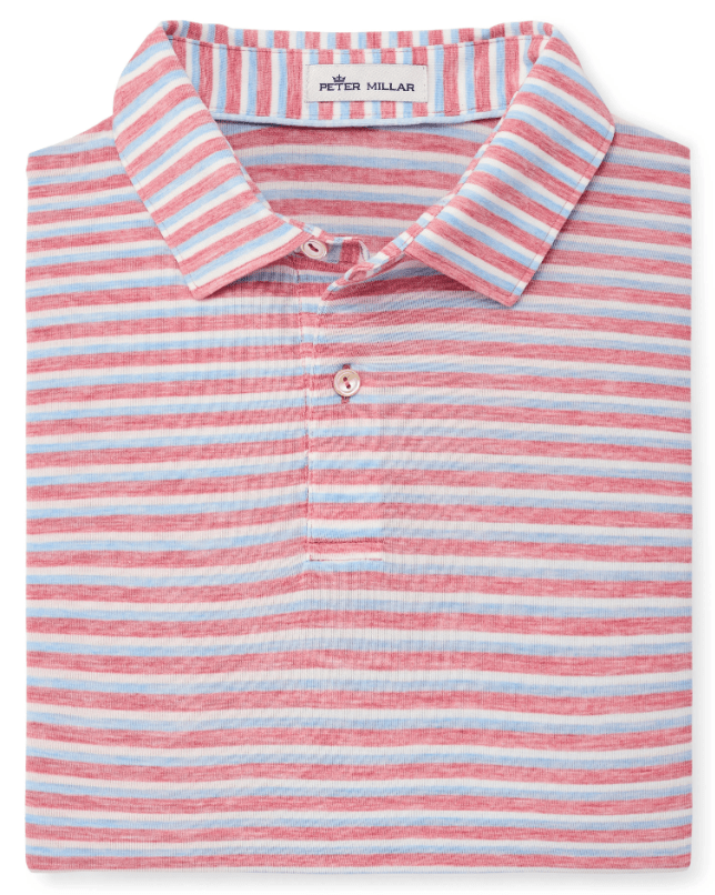  Ginger Red Peter Millar, Men's Natural Touch Striped Polo (Multiple Colors)