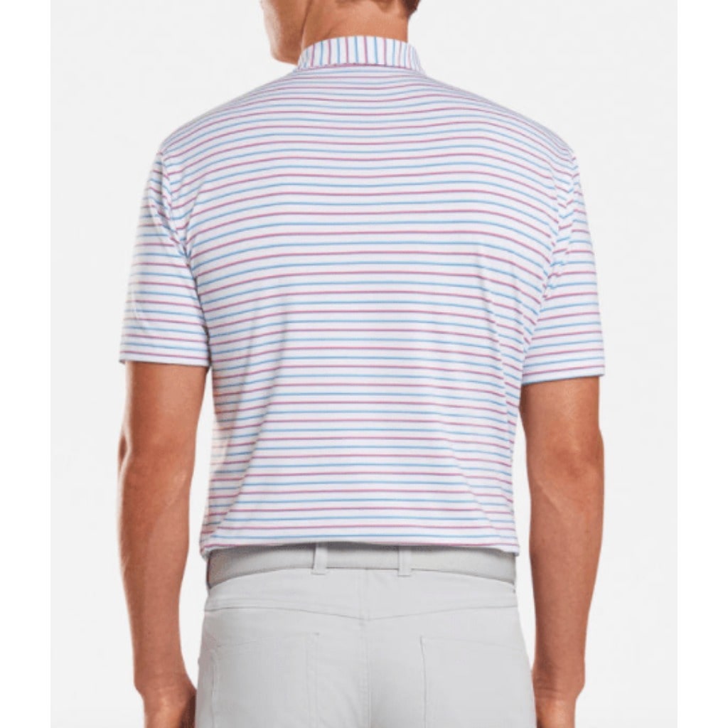 Peter Millar, Men's Wiggs Stripe Stretch Jersey Polo (White & Red Stripe)
