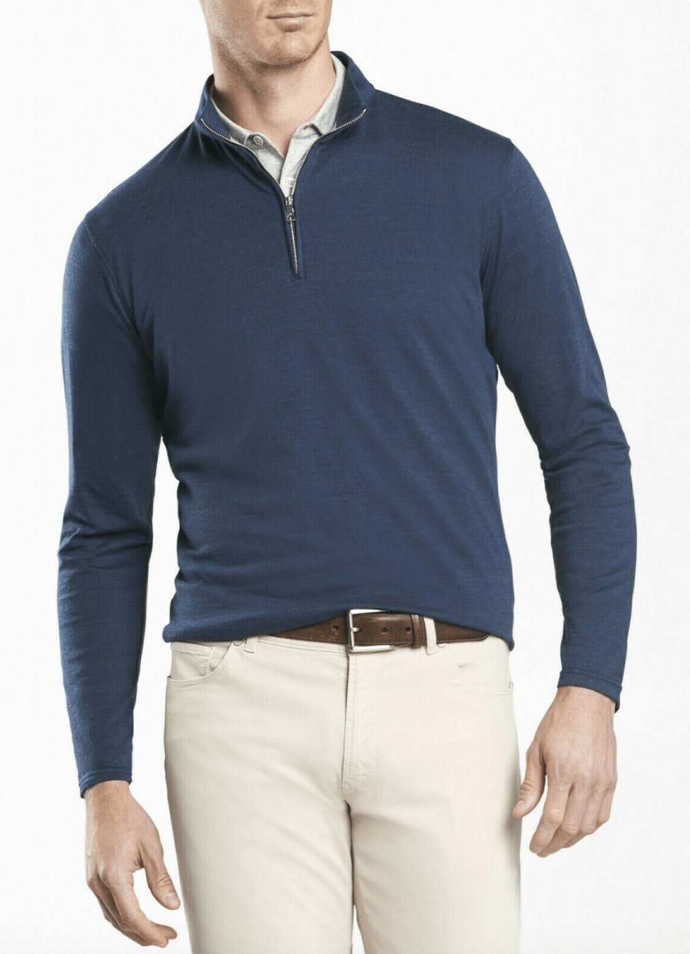 Peter Millar Men's Sweaters Large Peter Millar, Men's Cotton Cashmere Quarter Zip (Navy Blue)