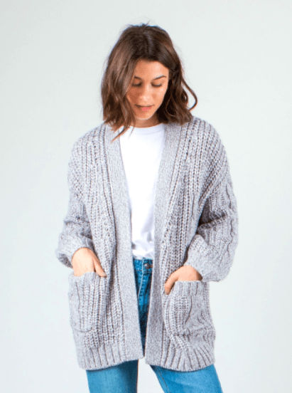 Large chunky knit top cardigan