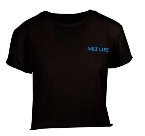 Salt Life Women's Tee Shirt Salt Life, Women's Salty Soul Cropped Tee (Black)