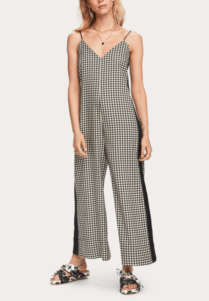  Black and White Scotch and Soda, Women's Checked Jumpsuit (Black and White)